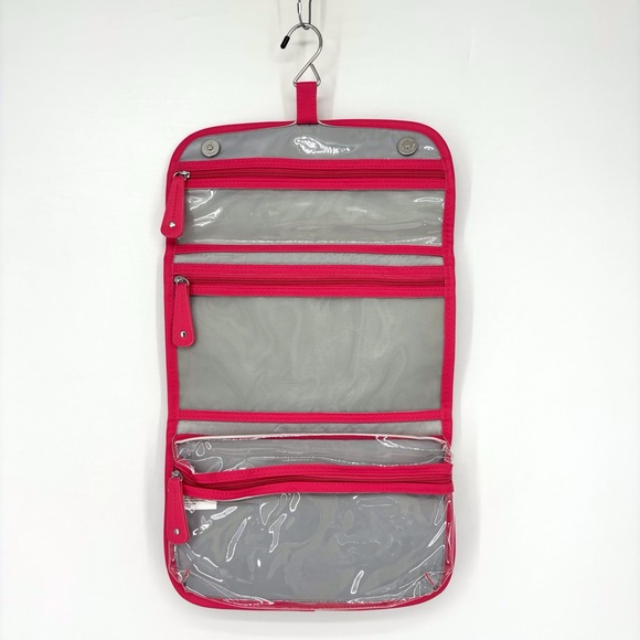 Kenneth Cole Reaction Patent Vinyl Houndstooth Clutch Small Hanging Travel Bag - Picture 5 of 12